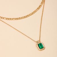 Wholesale Jewelry Simple Style Classic Style Solid Color Alloy Glass Inlay Layered Necklaces main image 4