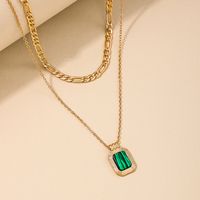 Wholesale Jewelry Simple Style Classic Style Solid Color Alloy Glass Inlay Layered Necklaces sku image 1
