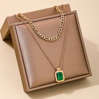 Wholesale Jewelry Simple Style Classic Style Solid Color Alloy Glass Inlay Layered Necklaces main image 1