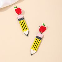 1 Pieza Estilo Simple Estilo Clásico Manzana Lápiz Impresión Arílico Pendientes De Gota sku image 1