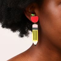 1 Piece Simple Style Classic Style Apple Pencil Printing Arylic Drop Earrings main image 1