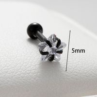 1 Piece Casual Simple Style Pentagram Inlay 316 Stainless Steel  Zircon Ear Studs sku image 2