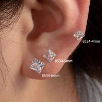 1 Piece Casual Simple Style Solid Color Plating Inlay 316 Stainless Steel  Zircon Ear Studs main image 4