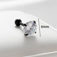 1 Piece Casual Simple Style Round Plating Inlay 316 Stainless Steel  Zircon Ear Studs main image 3