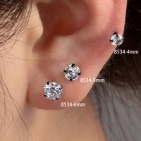 1 Piece Casual Simple Style Round Plating Inlay 316 Stainless Steel  Zircon Ear Studs main image 1