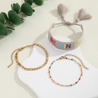 Wholesale Jewelry Simple Style Classic Style Letter Alloy Braid Drawstring Bracelets sku image 1