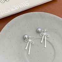 1 Pair Simple Style Bow Knot Plating Sterling Silver Ear Studs main image 8
