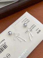 1 Paire Style Simple Noeud D'Arc Placage Argent Sterling Boucles D'Oreilles main image 7