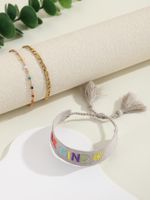 Wholesale Jewelry Simple Style Classic Style Letter Alloy Braid Drawstring Bracelets main image 3