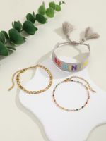 Wholesale Jewelry Simple Style Classic Style Letter Alloy Braid Drawstring Bracelets main image 4