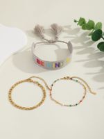 Wholesale Jewelry Simple Style Classic Style Letter Alloy Braid Drawstring Bracelets main image 5