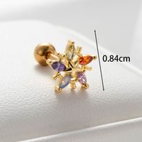1 Piece Casual French Style Flower Inlay Copper Zircon Drop Earrings Earrings sku image 1