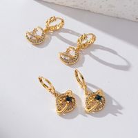 1 Pair Vintage Style Eye Hollow Out Inlay Brass Zircon 18K Gold Plated Drop Earrings main image 8