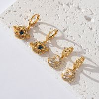 1 Pair Vintage Style Eye Hollow Out Inlay Brass Zircon 18K Gold Plated Drop Earrings main image 9
