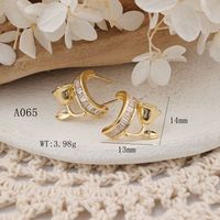 1 Pair Elegant Flower Inlay Copper Zircon Rose Gold Plated Ear Studs main image 2