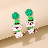 1 Piece Simple Style Classic Style Animal Cat Printing Arylic Drop Earrings main image 4