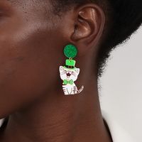 1 Piece Simple Style Classic Style Animal Cat Printing Arylic Drop Earrings main image 6