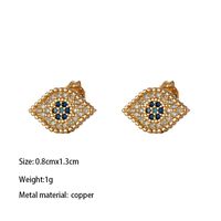 1 Pair Vintage Style Eye Hollow Out Inlay Brass Zircon 18K Gold Plated Drop Earrings main image 2