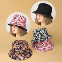 Women's Vacation Simple Style Flower Printing Wide Eaves Bucket Hat main image 1