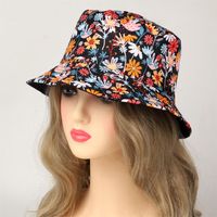 Women's Vacation Simple Style Flower Printing Wide Eaves Bucket Hat main image 3
