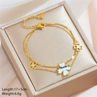 Titanium Steel 18K Gold Plated Sweet Simple Style Number Daisy Acrylic Bracelets Earrings Necklace main image 3