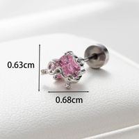 1 Piece Casual French Style Love Heart Shape Flower Inlay Copper Zircon Ear Studs main image 2