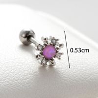 1 Piece Casual French Style Love Heart Shape Flower Inlay Copper Zircon Ear Studs main image 3