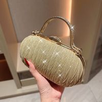 Gold Polyester Solid Color Oval Evening Bags main image 1