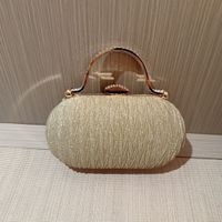 Gold Polyester Solid Color Oval Evening Bags main image 3