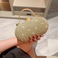 Gold Polyester Solid Color Oval Evening Bags main image 2