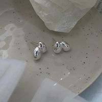 1 Pair Simple Style Water Droplets Plating Sterling Silver Ear Studs main image 4