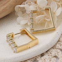 1 Pair Elegant Square Inlay Copper Zircon Rose Gold Plated Drop Earrings main image 4