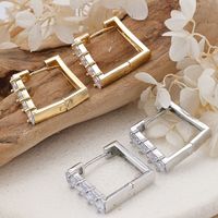 1 Pair Elegant Square Inlay Copper Zircon Rose Gold Plated Drop Earrings main image 1