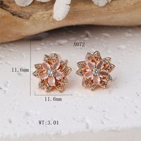 1 Pair Cute Flower Inlay Copper Zircon Rose Gold Plated Ear Studs main image 2