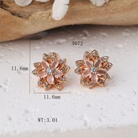 1 Paire Mignon Fleur Incruster Le Cuivre Zircon Plaqué Or Rose Boucles D'Oreilles main image 2