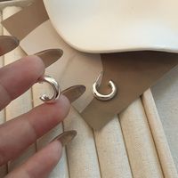 1 Paire Style Simple Rond Placage Argent Sterling Boucles D'Oreilles main image 6