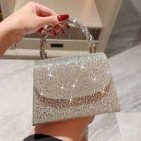 Silver Polyester Solid Color Sequins Square Evening Bags sku image 1