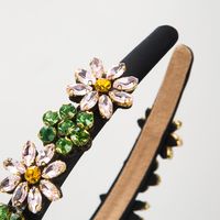 Women's Classic Style Flower Alloy Cloth Glass Inlay Rhinestones Glass Hair Band main image 3