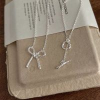 Sterling Silver Casual Chain Geometric Bow Knot Pendant Necklace main image 1