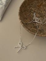 Sterling Silver Casual Chain Geometric Bow Knot Pendant Necklace main image 7