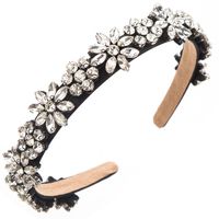 Women's Classic Style Flower Alloy Cloth Glass Inlay Rhinestones Glass Hair Band sku image 2