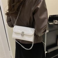 Women's Small Pu Leather Solid Color Vintage Style Streetwear Square Lock Clasp Crossbody Bag main image 4