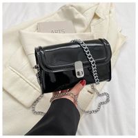 Women's Small Pu Leather Solid Color Vintage Style Streetwear Square Lock Clasp Crossbody Bag sku image 1