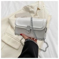 Women's Small Pu Leather Solid Color Vintage Style Streetwear Square Lock Clasp Crossbody Bag sku image 2