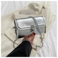 Women's Small Pu Leather Solid Color Vintage Style Streetwear Square Lock Clasp Crossbody Bag sku image 3