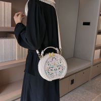 Women's Small Pu Leather Solid Color Ethnic Style Round Zipper Crossbody Bag sku image 1