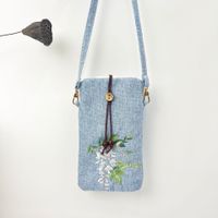 Women's Small Cotton And Linen Flower Vintage Style Ethnic Style Lock Clasp Crossbody Bag sku image 13