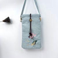 Women's Small Cotton And Linen Flower Vintage Style Ethnic Style Lock Clasp Crossbody Bag sku image 10