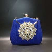 Blue Black Gold Pu Leather Solid Color Rhinestone Evening Bags main image 2