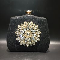Blue Black Gold Pu Leather Solid Color Rhinestone Evening Bags main image 4